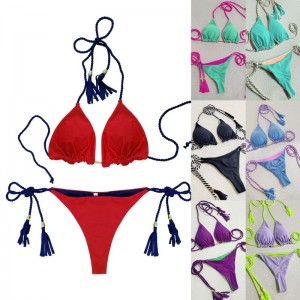 Sexy two - piece bikini for hot girls. Triangle style, double - sided color - blocking. Beach bikini swimsuit, three - point style 8826 price:$79.99