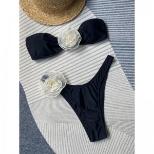 2025 New European and American Hot Girl Bikini with Three - Dimensional Flowers. Cross - border Best - selling Sexy Two - piece Swimsuit with Triangle Pants 8863 price:$79.99